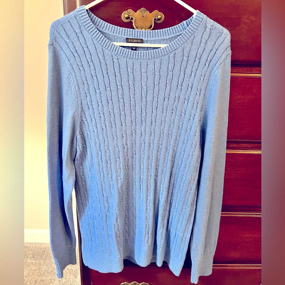 EUC! Beautiful 💙Spring Blue💙 Talbots Cotton-Blend Sweater—Size—XL